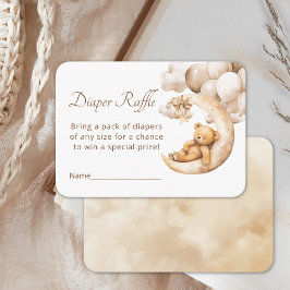 Nalle över Måne-daggregatet Raffle Baby Shower Tilläggskort