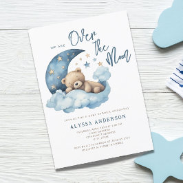 Nalle över Måne-inbjudan till babyduschen Inbjudningar