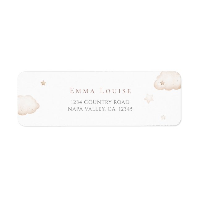 Nalle över Måne Neutralt Babykläder Returadress Etikett (Framsidan)