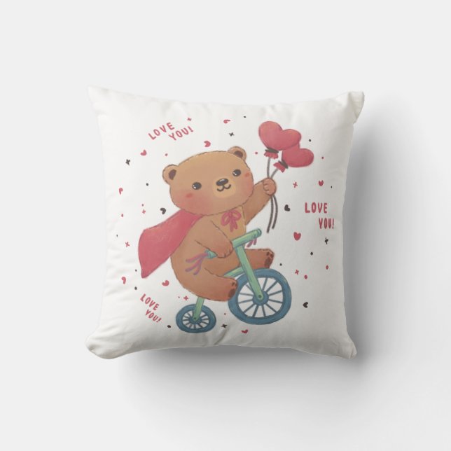 Nalle på Bike: Kärlek du! Kudde (Framsida)