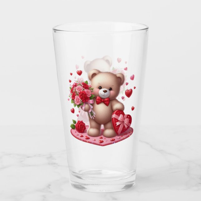 Nalle på Cute Valentine Day Glaskopp (Framsida)