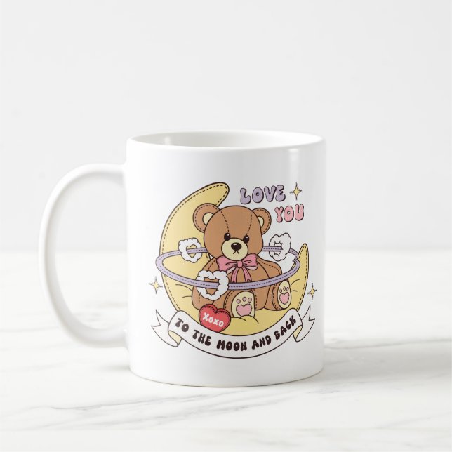 Nalle på Cute Valentine Day Kaffemugg (Vänster)