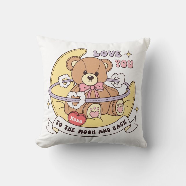Nalle på Cute Valentine Day Kudde (Framsida)