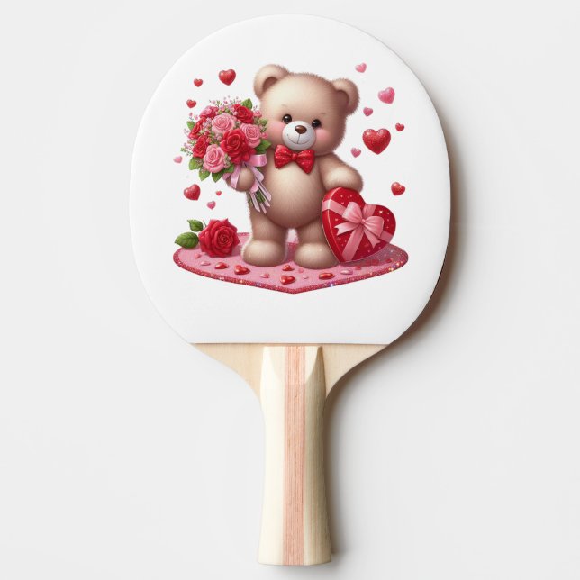 Nalle på Cute Valentine Day Pingisracket (Framsidan)