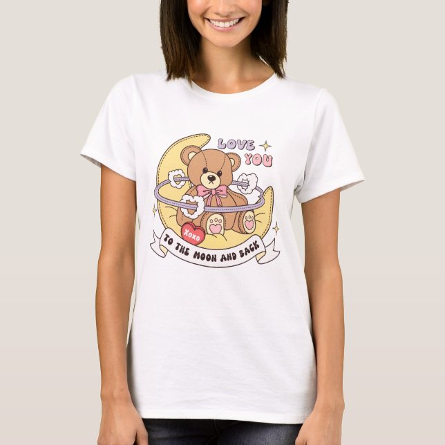 Nalle på Cute Valentine Day T Shirt (Framsida)