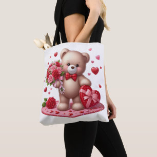 Nalle på Cute Valentine Day Tygkasse