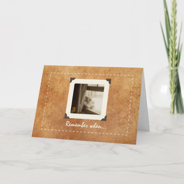 Nalle på det lilla nostalgiska fotohälsningskortet kort (Framsida)