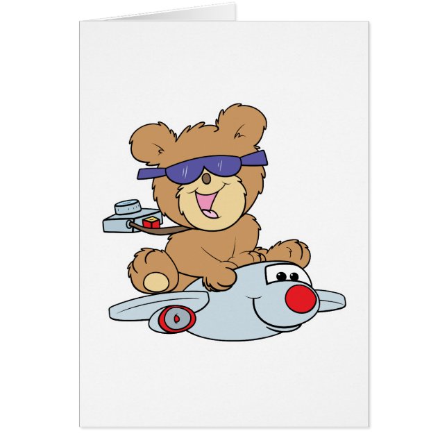 nalle på semester i flygplan hälsningskort (Framsidan)