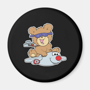 nalle på semester i flygplan magnet