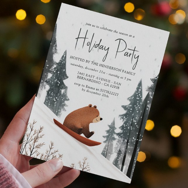 Nalle på Snö Sled Julfest Inbjudningar (Skapare uppladdad)