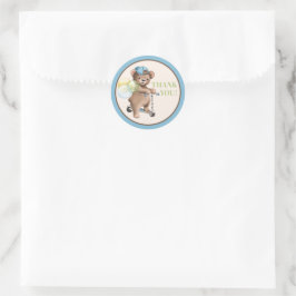 Nalle på Tacken Scooter Baby Shower Runt Klistermärke