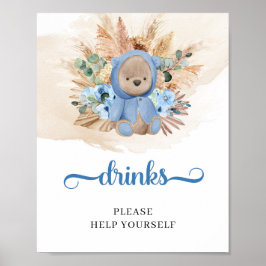 Nalle pampas drinkar bord-tecken poster