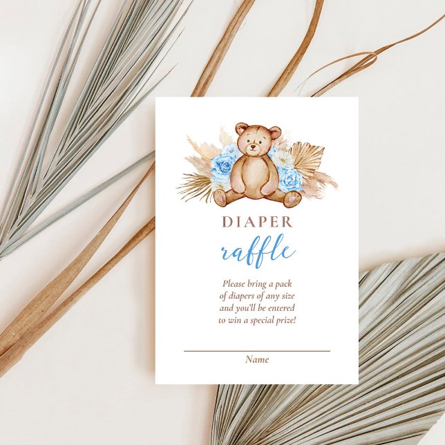 Nalle Pampas Grass Diaper Raffle Baby Shower Inbjudningar (Skapare uppladdad)