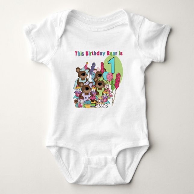 Nalle Party 1:a födelsedag och gåvor Tee Shirt (Framsida)