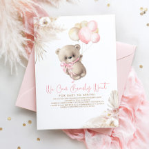 Nalle Pastel Brown Rosa Boho Girl Baby Shower