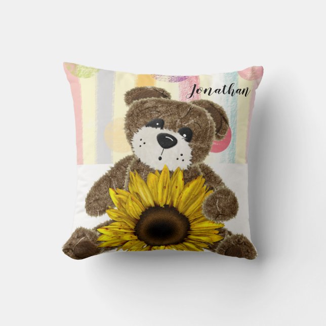 Nalle Pastel Rand Dekorativ kudde (Framsida)