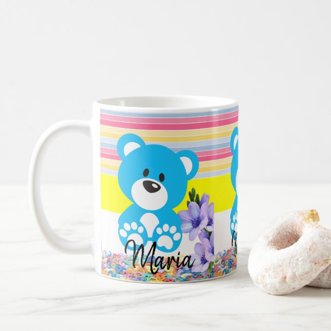 Nalle Pastel Rand Mugg (Med munk)