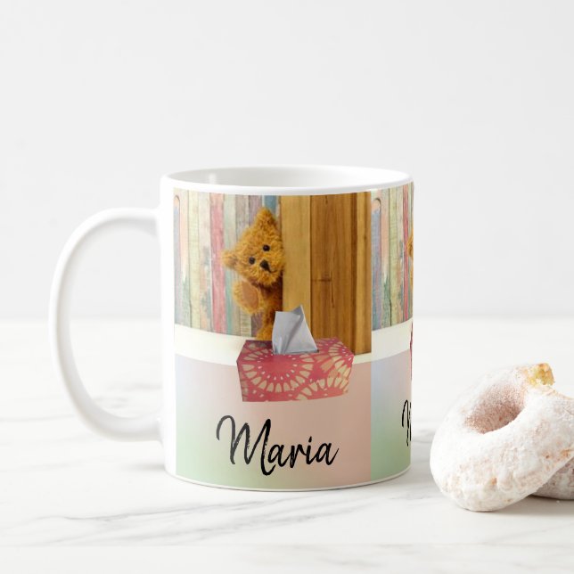 Nalle Pastel Rand Mugg (Med munk)