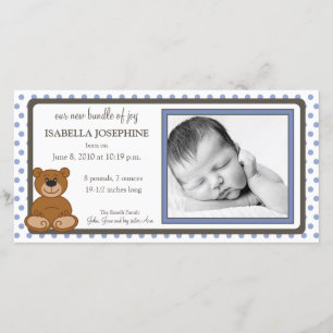 Nalle Periwinkle Birth Notice Meddelande