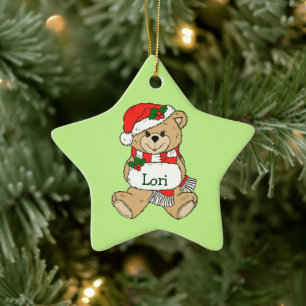 Nalle Personlig jul - prydnadsföremål Julgransprydnad Keramik