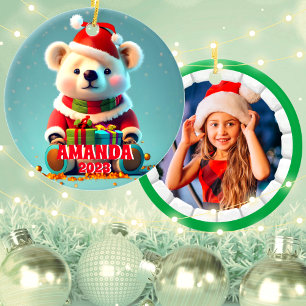 Nalle Personlig Kids Photo Julgransprydnad Keramik