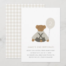 Nalle Picnic Baby Birthday Inbjudan