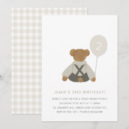 Nalle Picnic Baby Birthday Inbjudan
