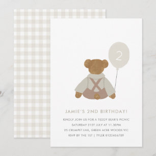Nalle Picnic Baby Birthday Inbjudan