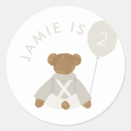 Nalle Picnic Baby Birthday Runt Klistermärke