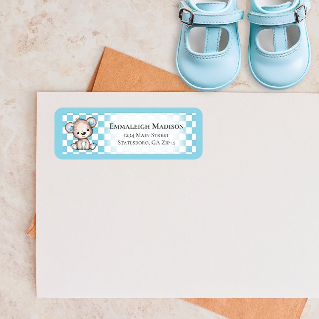 Nalle Picnic Baby Shower-Returadress Returadress Etikett (Skapare uppladdad)