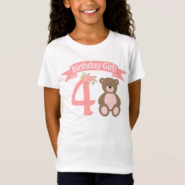 Nalle Picnic Birthday Shirt Shabby Shic Party T Shirt (Framsida)