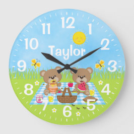 Nalle Picnic Blue Stor Klocka