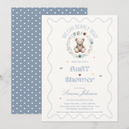 Nalle Picnic Boho Baby Shower Theme Boys Inbjudningar
