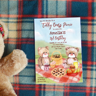 Nalle picnic födelsedagsfest inbjudan