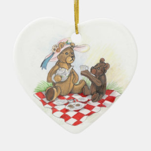 Nalle Picnic~ornament Julgransprydnad Keramik