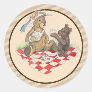 Nalle Picnic Runt Klistermärke