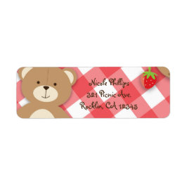 Nalle Picnic Summer Födelsedagsfest inbjudan Returadress Etikett