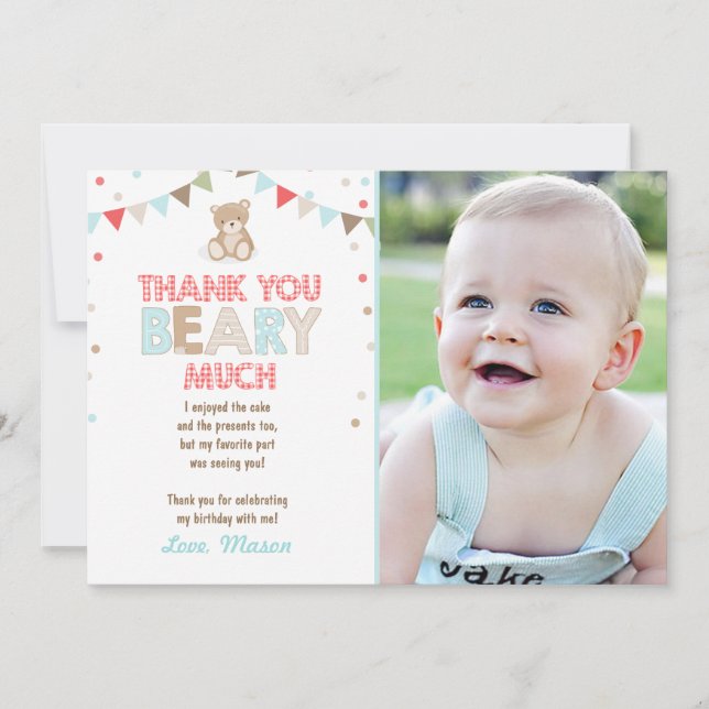 Nalle picnic - tack för Nallen Card Boy Kort (Framsida)