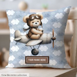 Nalle Pilot Baby Pillow Personlig Nyfödd Kudde