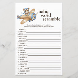 Nalle Pilot Baby Shower Ord Scramble Game