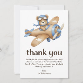 Nalle Pilot Boy Baby Shower Tack Kort