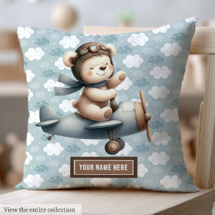 Nalle Pilot Personlig Pojke Pillow Kudde
