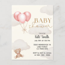 Nalle Ping Ballons Watercolor Baby Shower