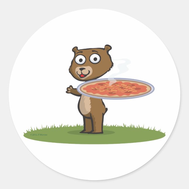 Nalle Pizza Runt Klistermärke (Framsida)