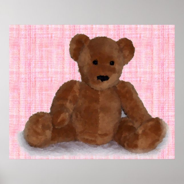 Nalle Plush Photography Art Rosa Poster (Framsidan)