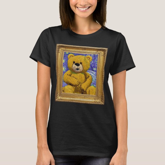 Nalle Post impressionism-teckningsfärg T Shirt (Framsida)
