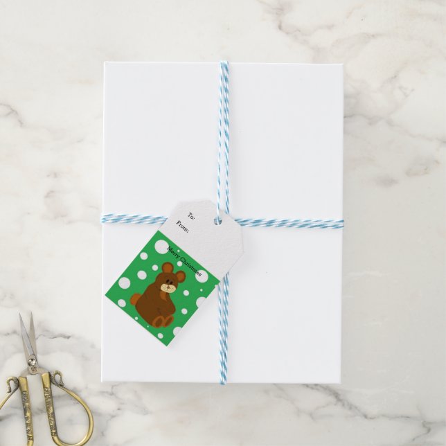 Nalle Presentetikett (Med Snöre)