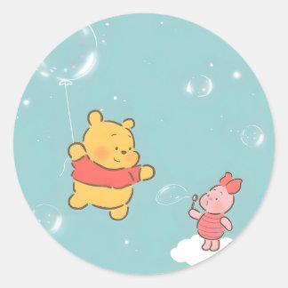 Nalle Puh-bubblor Runt Klistermärke