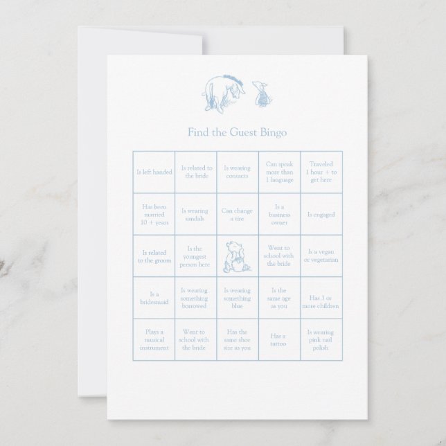 Nalle Puh Hitta Gästens Bingokort Inbjudningar (Framsida)