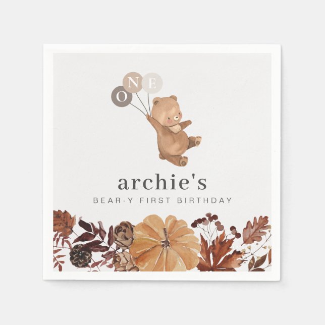 Nalle Pumpkin - 1:a födelsedagen Pappersservett (Framsidan)